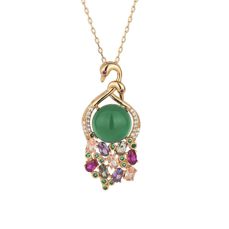 Wear FengShui Cyan Jade Success Necklace Chain Pendant