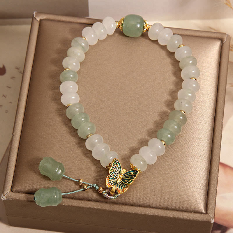 Wear FengShui Natural Tianshan Jade Abacus Beads Butterfly Prosperity Bracelet