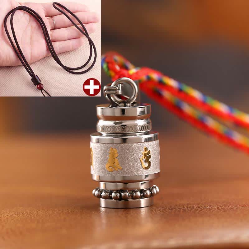 Wear FengShui Tibet Om Mani Padme Hum Shurangama Mantra Titanium Steel Wisdom Amulet Necklace Pendant