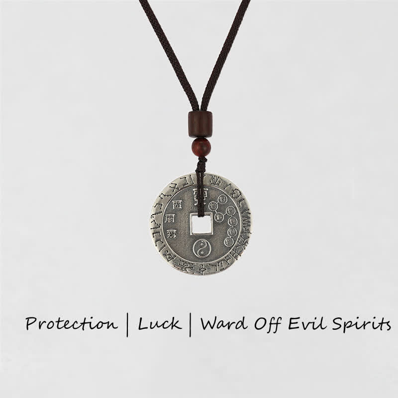 Wear FengShui Bagua Yin Yang Copper Coin Star Balance Energy Necklace Pendant