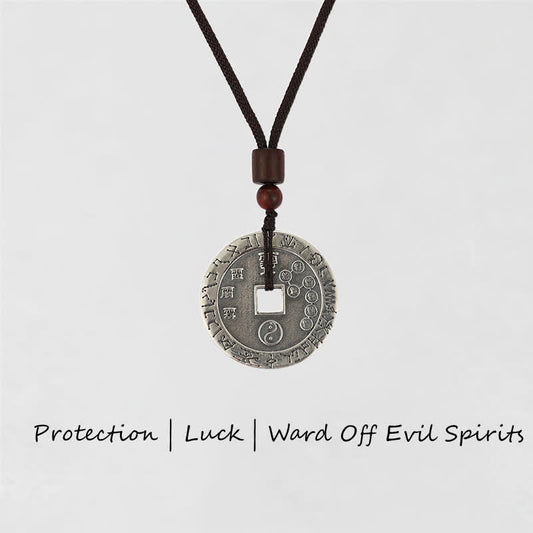 Wear FengShui Bagua Yin Yang Copper Coin Star Balance Energy Necklace Pendant