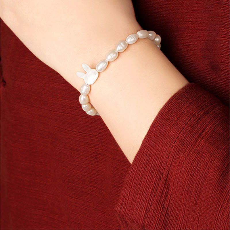 Wear FengShui Natural Pearl Cute Rabbit Sincerity Bracelet