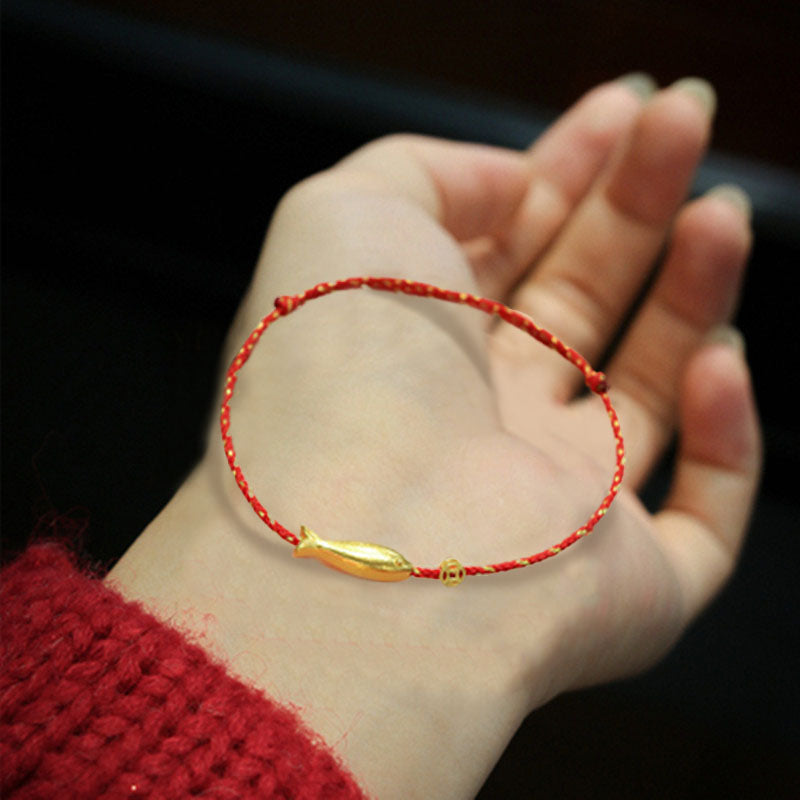Wear FengShui 14K Gold Plated Koi Fish Luck Wealth Braided Bracelet