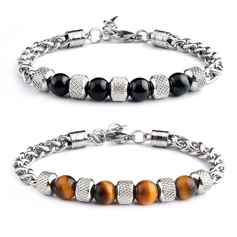 Wear FengShui Black Onyx Tiger Eye Bead Courage Bracelet