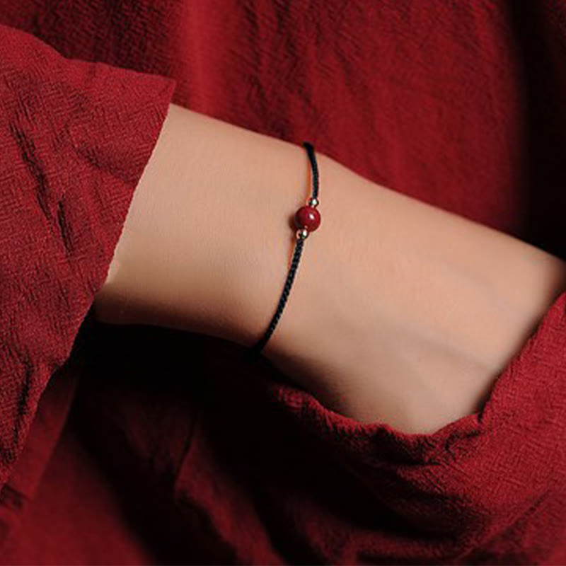 Wear FengShui 14K Gold Plated Natural Cinnabar Blessing String Braided Bracelet