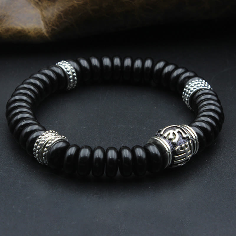 Wear FengShui Natural Tibetan Coconut Shell Om Mani Padme Hum Positive Bracelet