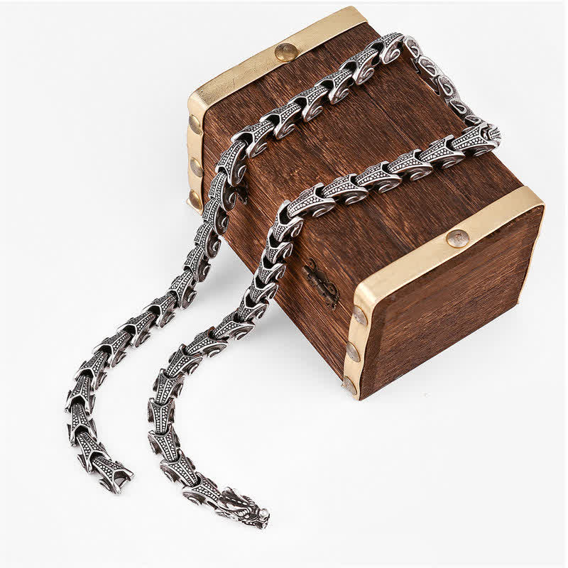 Wear FengShui Dragon Pattern Titanium Steel Protection Necklace Pendant Bracelet