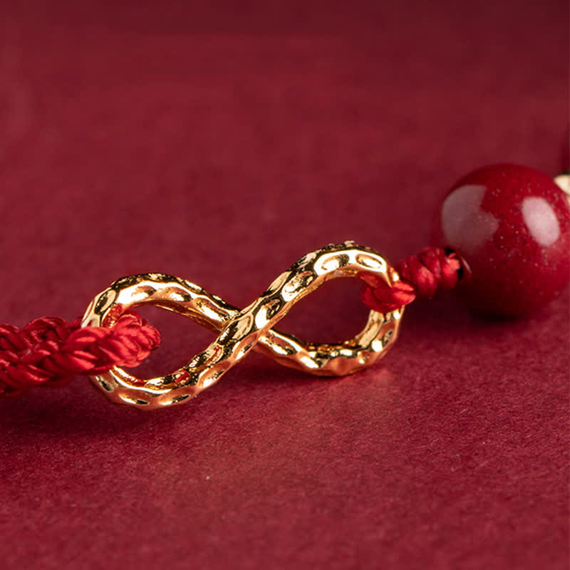Wear FengShui Cinnabar Blessing Red String Golden Infinity Symbol Bracelet Anklet