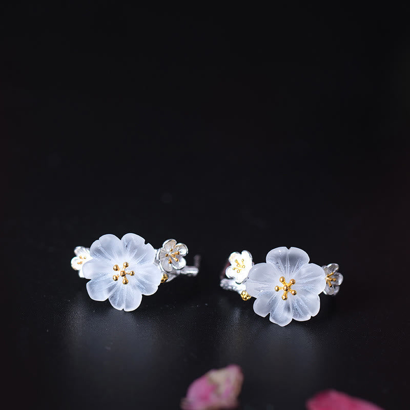 Wear FengShui 925 Sterling Silver Plum Blossom Floral Blessing Earrings