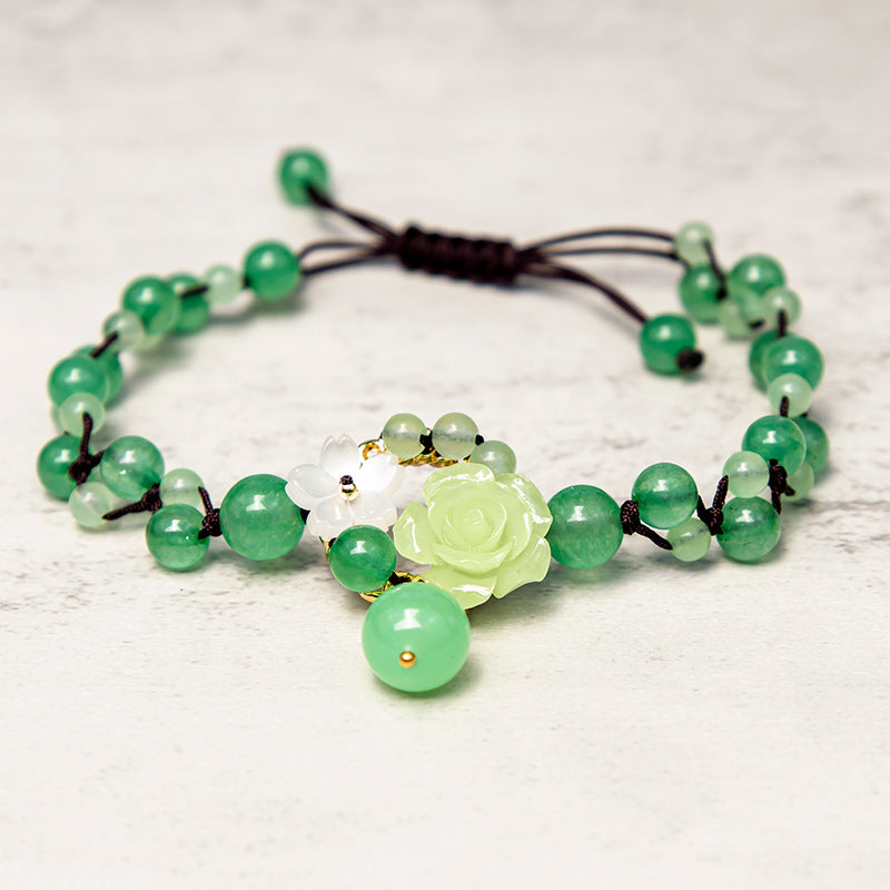 Wear FengShui Financial Success Jade Braided Weave Prosperity Abundance Anklet
