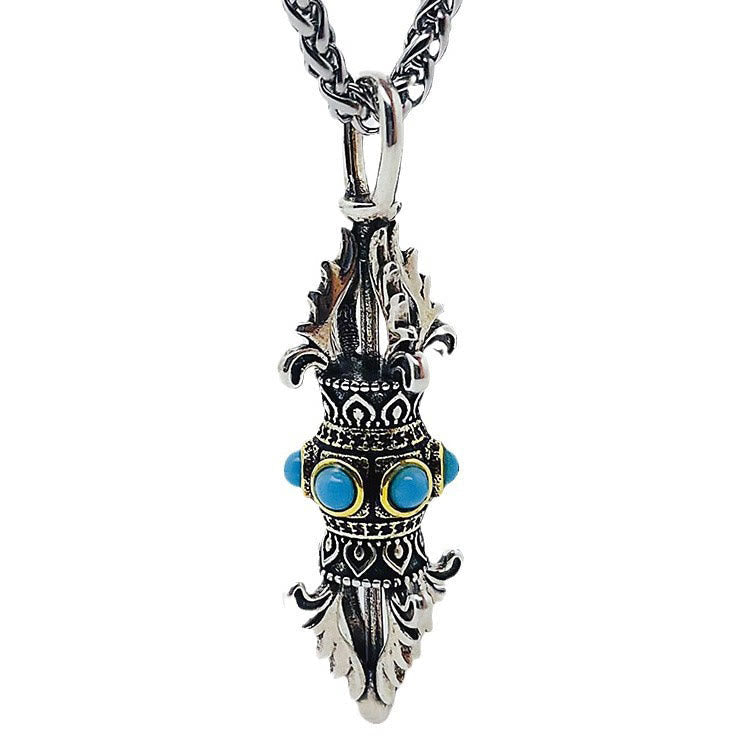 Wear FengShui Tibet Vajra Dorje Pattern Copper Luck Wealth Metal Necklace Pendant