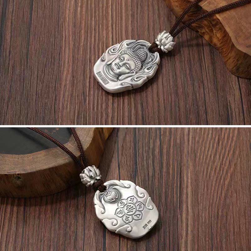 Wear FengShui Chinese Zodiac Natal Buddha Om Mani Padme Hum Lotus Compassion Necklace Pendant