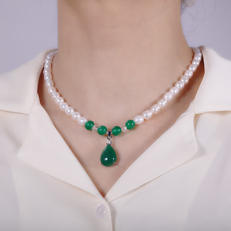 Wear FengShui Pearl Bead Waterdrop Calm Peace Necklace Pendant