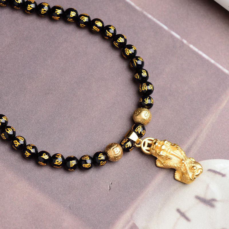 Buddha3bodhi Feng Shui Obsidian PiXiu Wealth Necklace