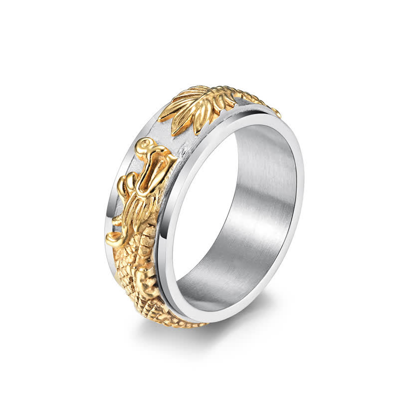 Wear FengShui Dragon Titanium Steel Stimulation Rotatable Ring
