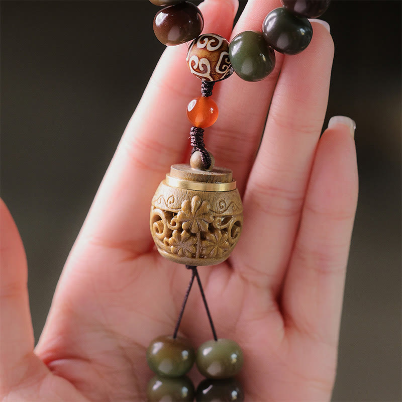 Wear FengShui 108 Mala Beads Dunhuang Color Bodhi Seed Dzi Bead Keep Away Evil Spirits Bracelet