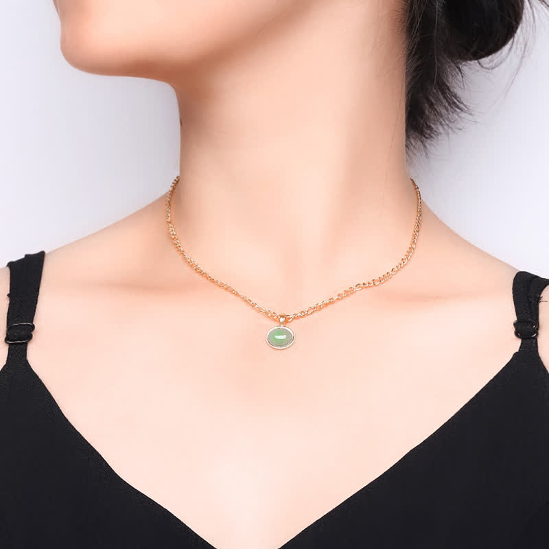 Wear FengShui Oval Turquoise Strength Titanium Steel Necklace Pendant