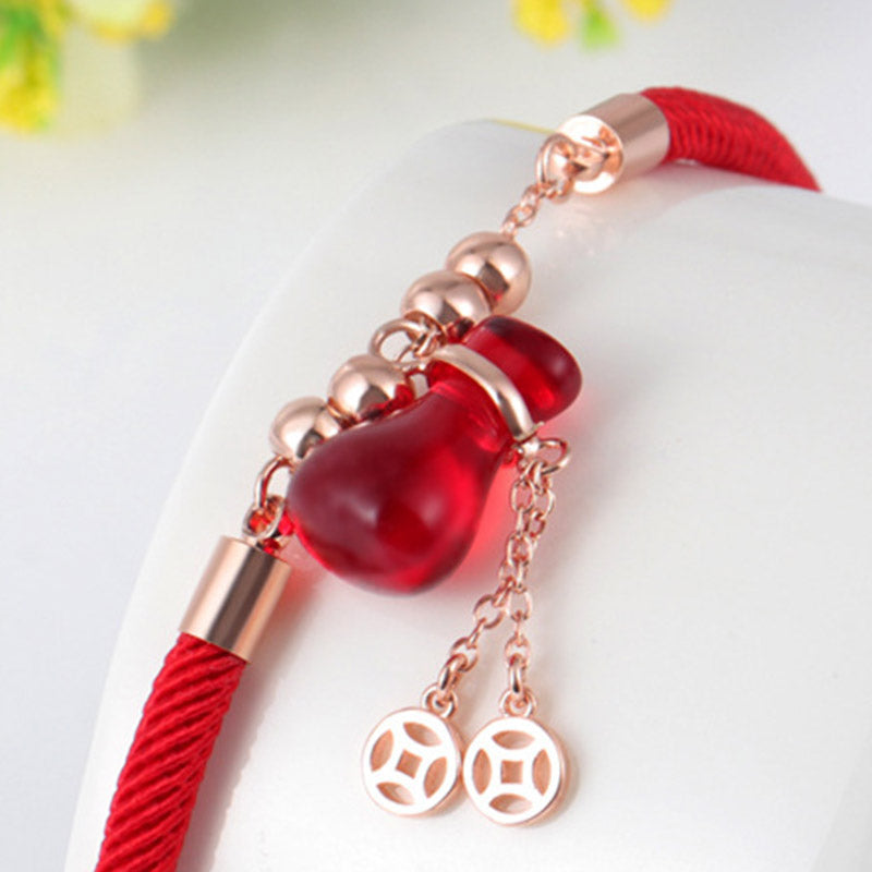 Wear FengShui Wealth Attractor Red Agate Red Rope Bracelet