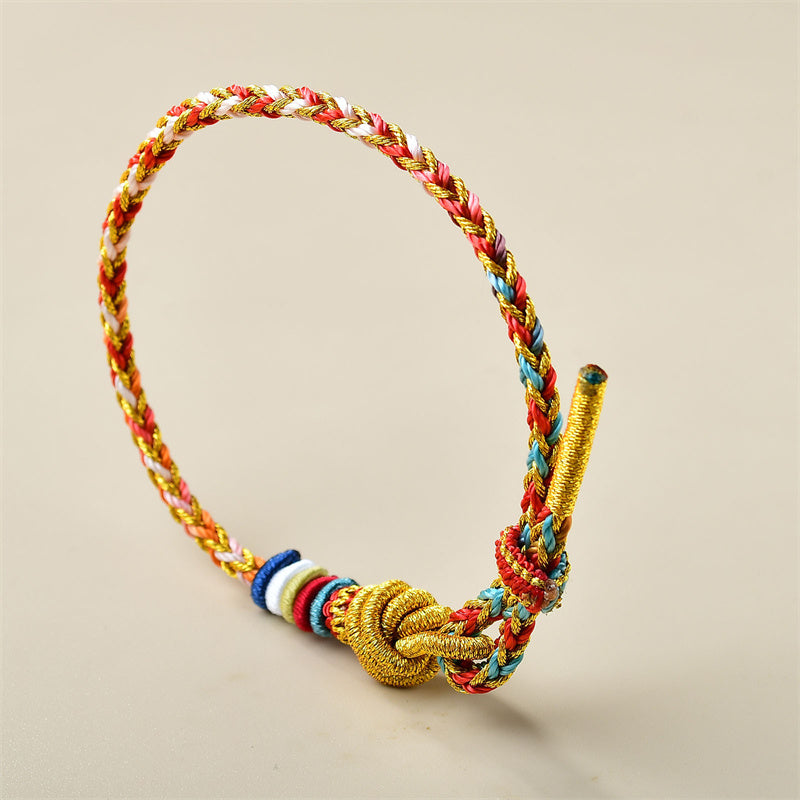 Wear FengShui Handcrafted Colorful Gold Healing Braid Rope Bracelet