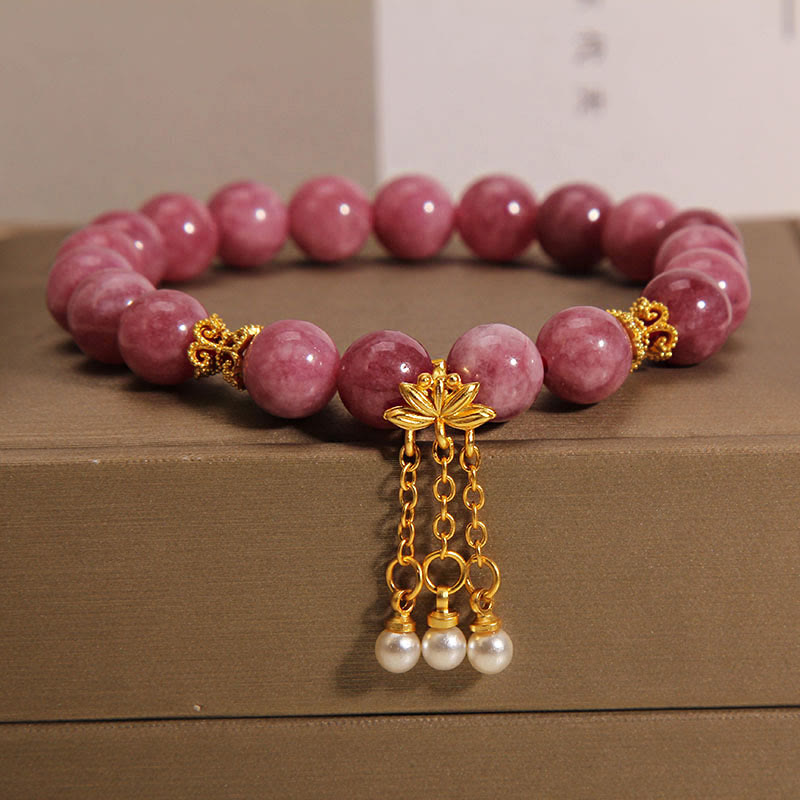 Wear FengShui Pink Tourmaline Lotus Flower Positive Bracelet