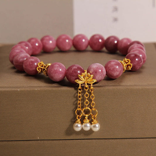 Wear FengShui Pink Tourmaline Lotus Flower Positive Bracelet