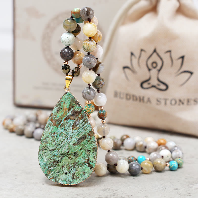 Wear FengShui Natural Ocean Picasso Jasper Beaded Healing Neckace
