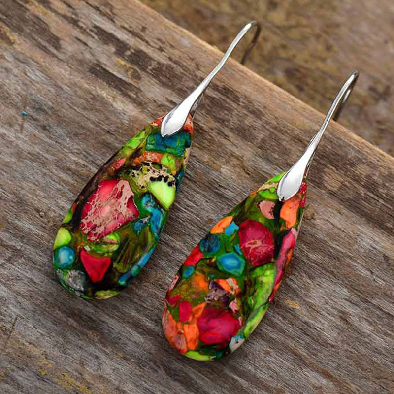Wear FengShui Emperor Stone Crystal Happiness Earrings