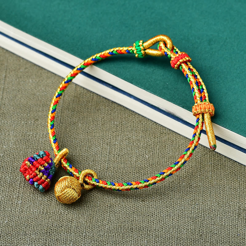 Wear FengShui Colorful Rope Luck Handmade Zongzi Golden Ball Charm Bracelet