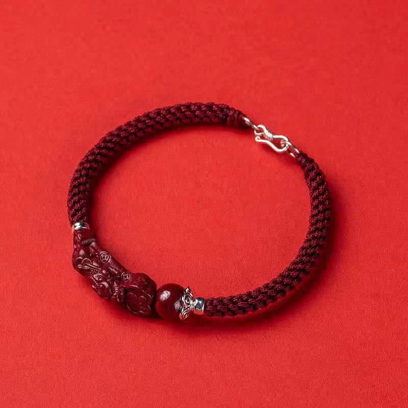 Wear FengShui Handcrafted PiXiu Cinnabar Wealth Luck Braided Bracelet