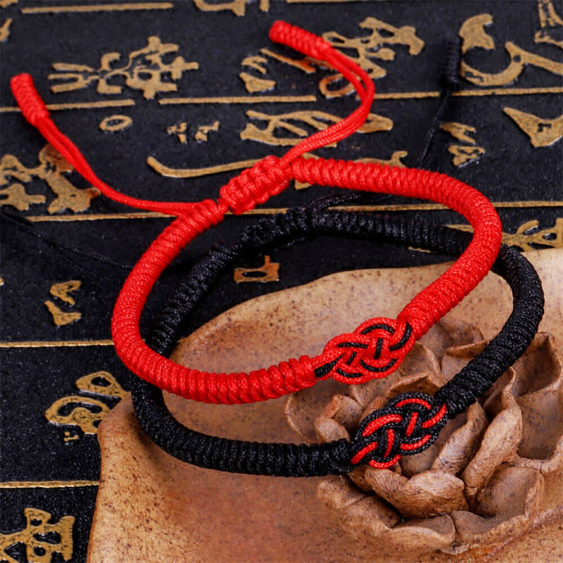 Wear FengShui 2Pcs Tibetan Luck Chinese Knot Protection String Bracelet