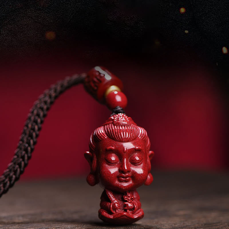 Wear FengShui Chinese Zodiac Natal Buddha Natural Cinnabar Amulet Keep Away Evil Spirits Necklace Pendant