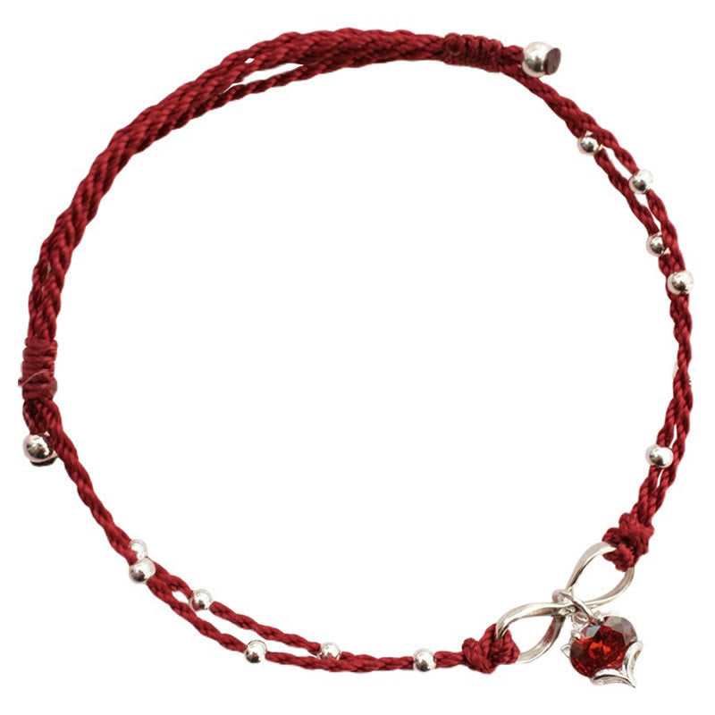 Wear FengShui Love Heart Infinity Symbol Braided String Anklet