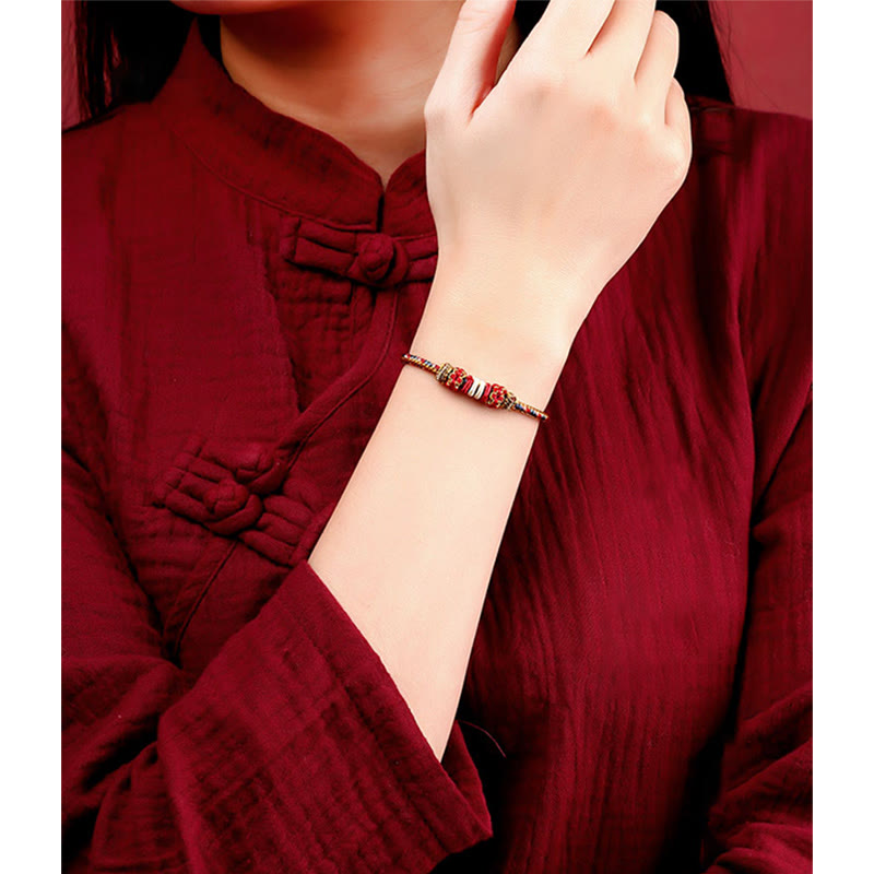Wear FengShui Handmade Dunhuang Color Luck Braid String Bracelet