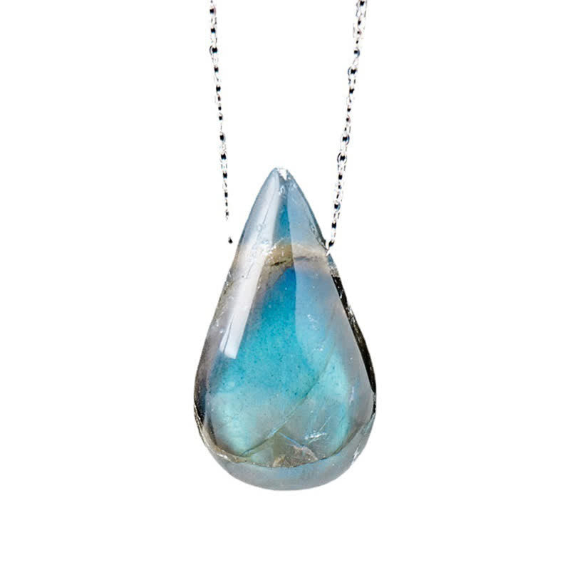 Wear FengShui Labradorite Water Drop Support Healing Necklace Pendant