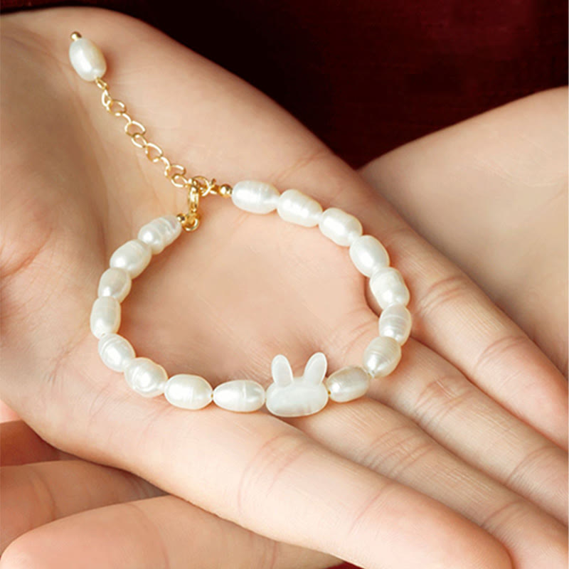 Wear FengShui Natural Pearl Cute Rabbit Sincerity Bracelet