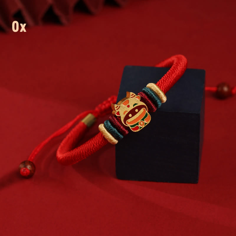 Wear FengShui Handmade 925 Sterling Silver Year of the Dragon Cute Chinese Zodiac Luck Braided Red Bracelet