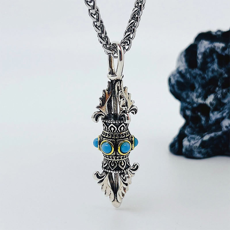 Wear FengShui Tibet Vajra Dorje Pattern Copper Luck Wealth Metal Necklace Pendant