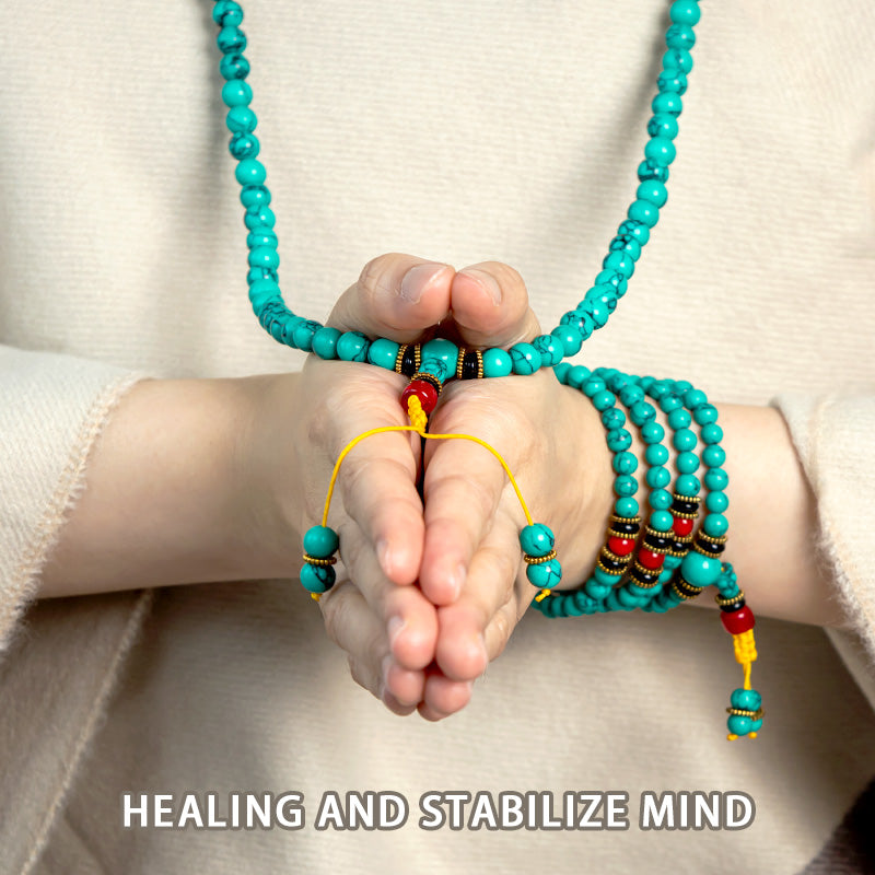 Wear FengShui Tibetan Turquoise Healing Mala Bracelet