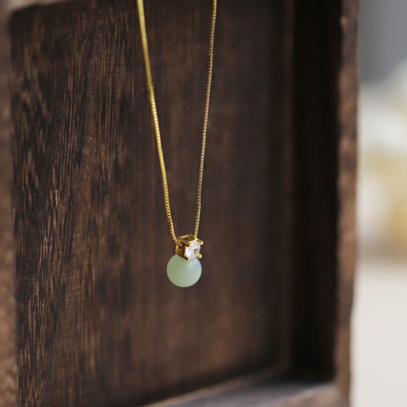 Wear FengShui Lucky Bead Jade Prosperity Chain Necklace Pendant