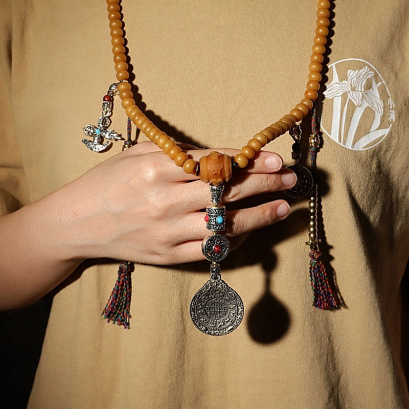 Wear FengShui Tibet 108 Mala Beads Bodhi Seed Bagua Vajra Wealth Bracelet