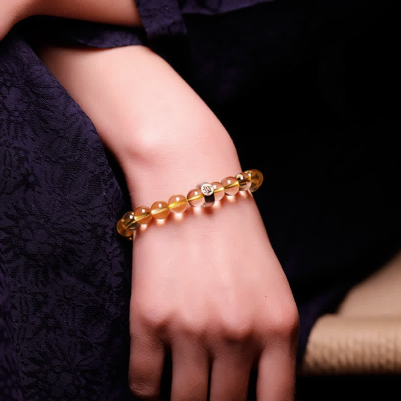Wear FengShui 925 Sterling Silver Chinese Zodiac Natal Buddha Citrine Protection Bracelet