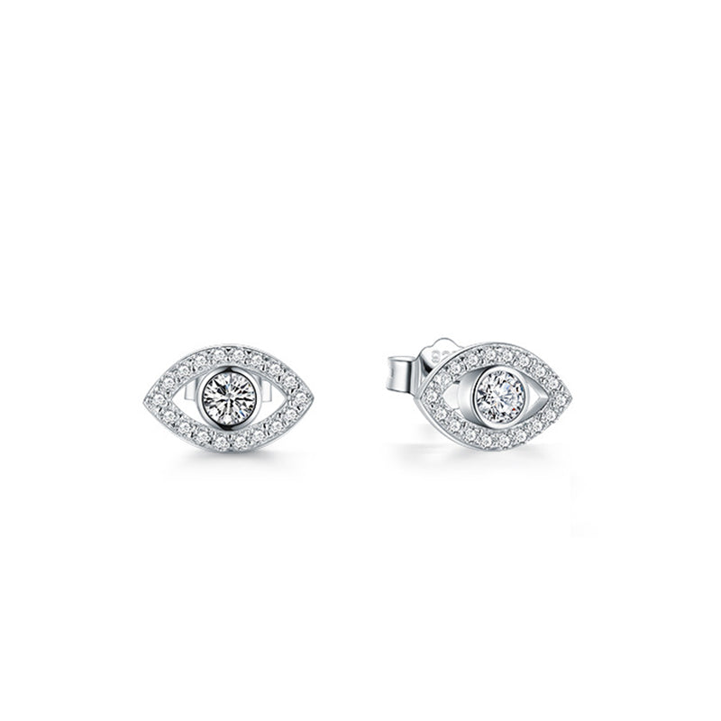 Wear FengShui 925 Sterling Silver Evil Eye Symbol Protection Stud Earrings