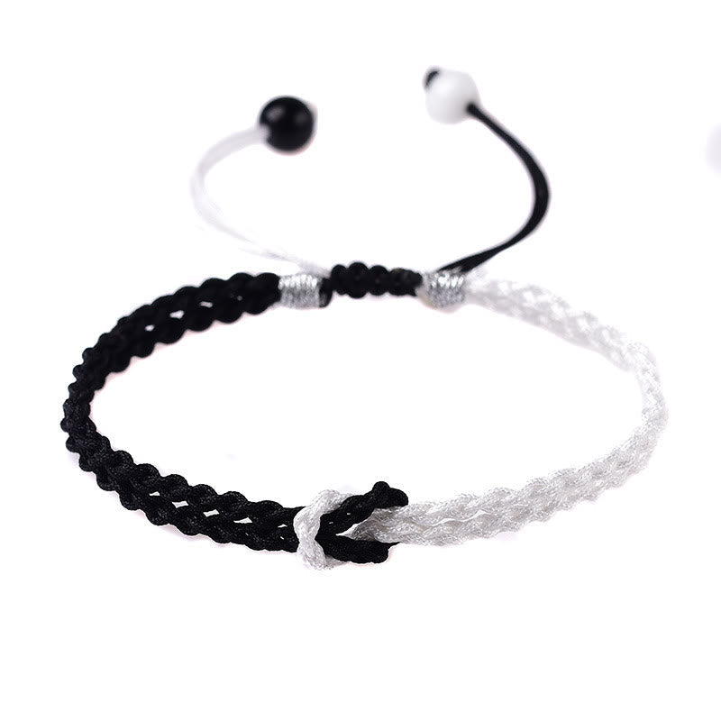 Wear FengShui Handmade Black White Rope Braided Healing Bracelet