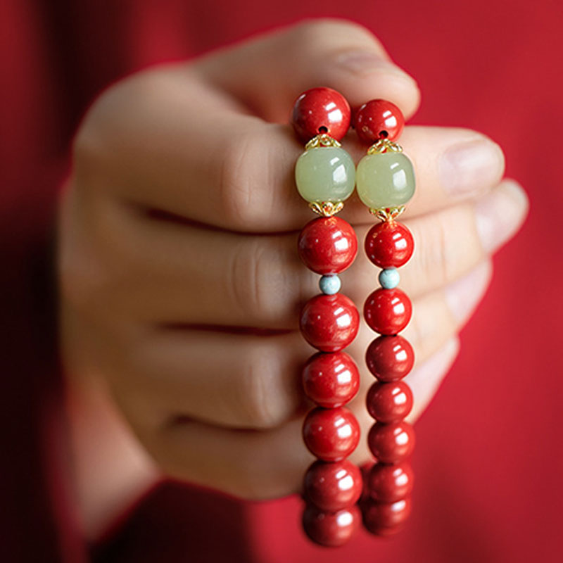 Wear FengShui Cinnabar Green Aventurine Fortune Luck Bracelet