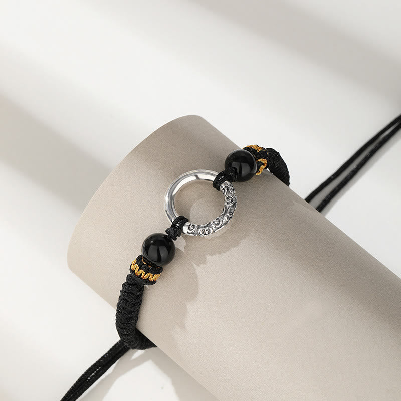 Wear FengShui 925 Sterling Silver Peace Buckle Auspicious Clouds Fortune Braided Bracelet