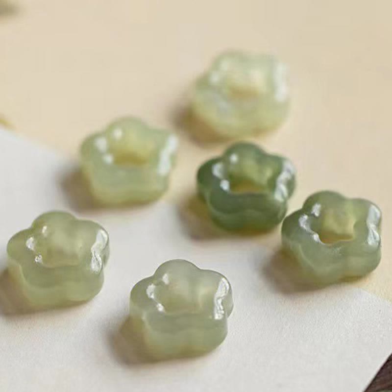 Wear FengShui Dainty Hetian Jade Cyan Jade Luck Floral Charm Necklace Pendant