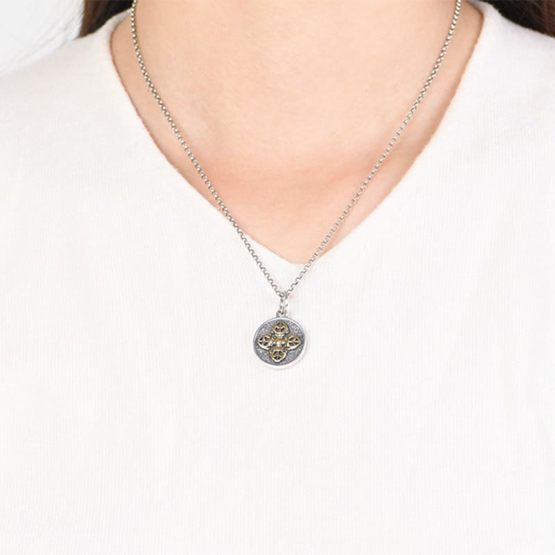 Wear FengShui 925 Sterling Silver Double Dorje Vajra Blessing Necklace Pendant