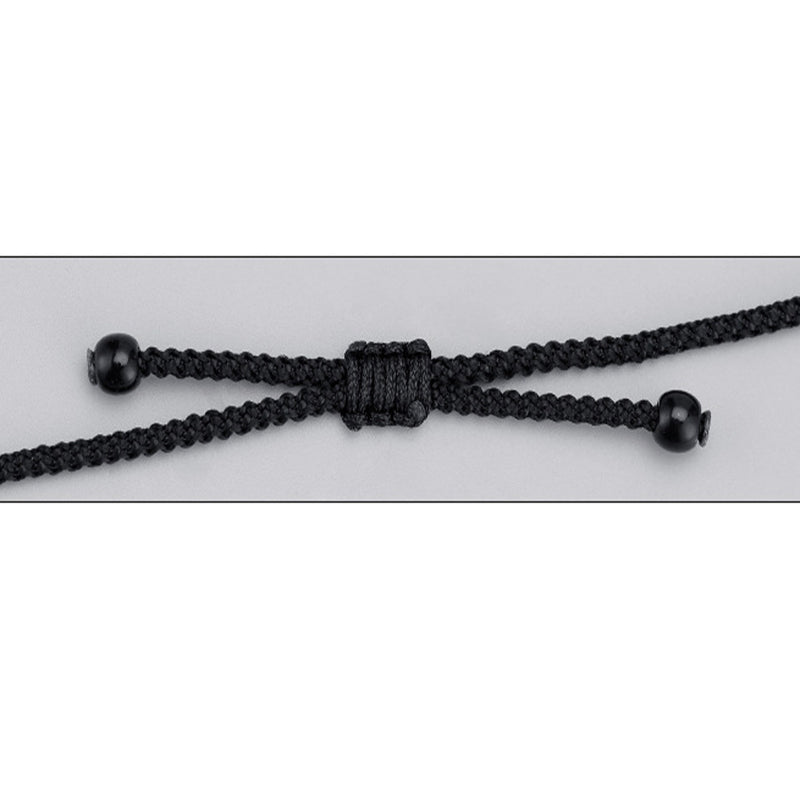 Wear FengShui 999 Sterling Silver Nine-Eye Dzi Bead Pattern Protection Rope Necklace Pendant