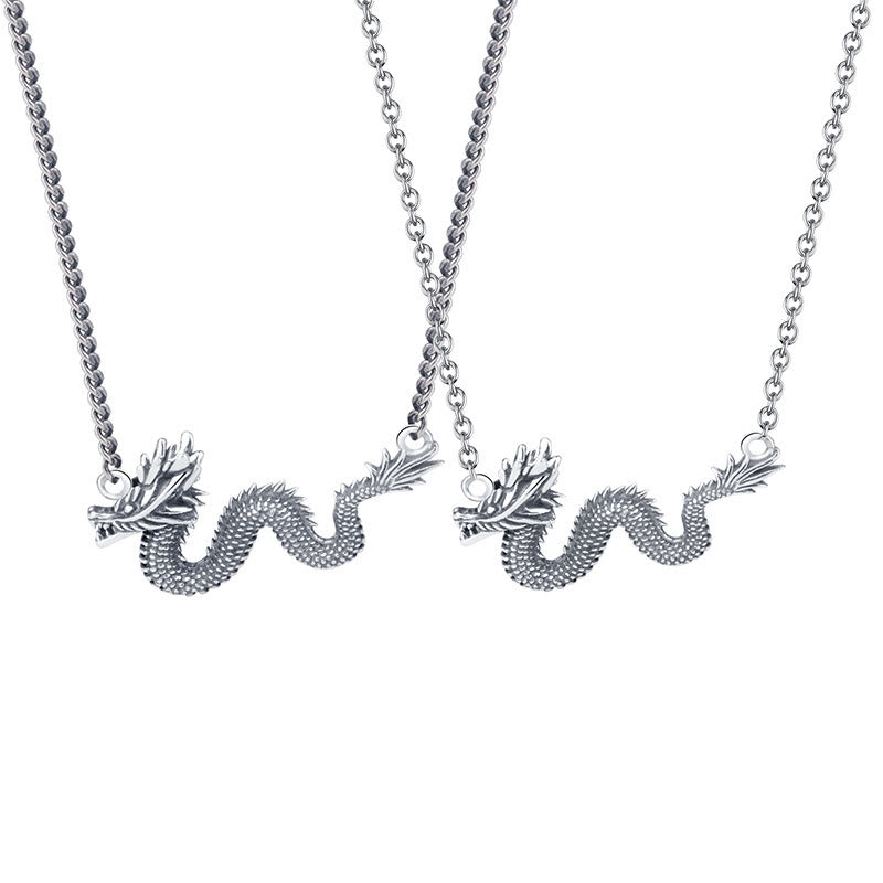 Wear FengShui 925 Sterling Silver Year Of The Dragon Auspicious Dragon Protection Chain Necklace Pendant