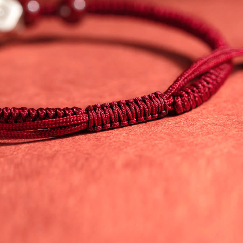 Wear FengShui 925 Sterling Silver Chinese Zodiac Natal Buddha Cinnabar Calm Bracelet
